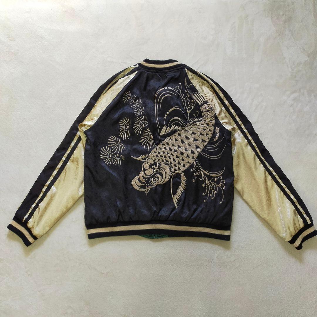 QqCcaan　龍刺繍　М　リバーシブル　スカジャン　鯉　ドラゴン　サテン
