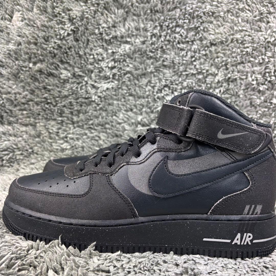 未使用 ナイキ エアフォース1 ミッド \"ブラック グレー /天然皮革/