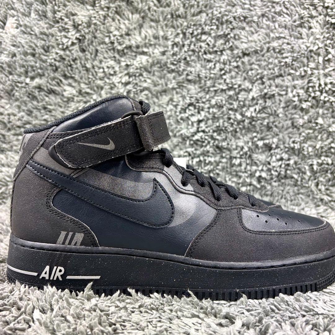 未使用 ナイキ エアフォース1 ミッド \"ブラック グレー /天然皮革/