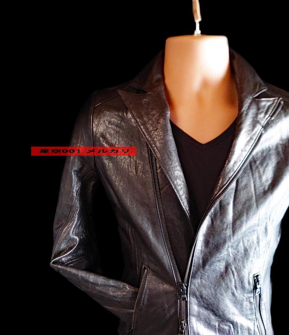 FUGA 黒 羊革 ライダースジャケット フーガ 44 本革 ラムレザー バイク