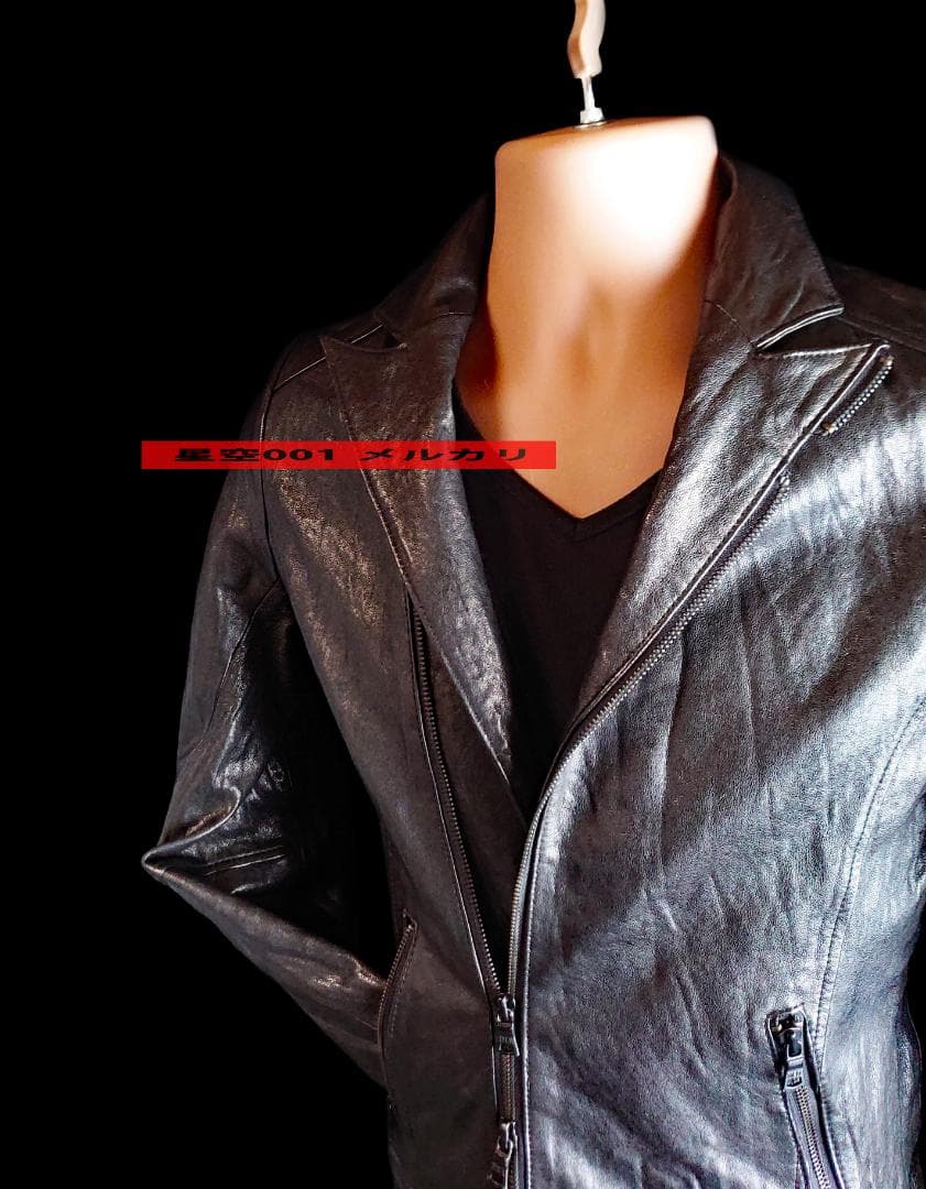 FUGA 黒 羊革 ライダースジャケット フーガ 44 本革 ラムレザー バイク