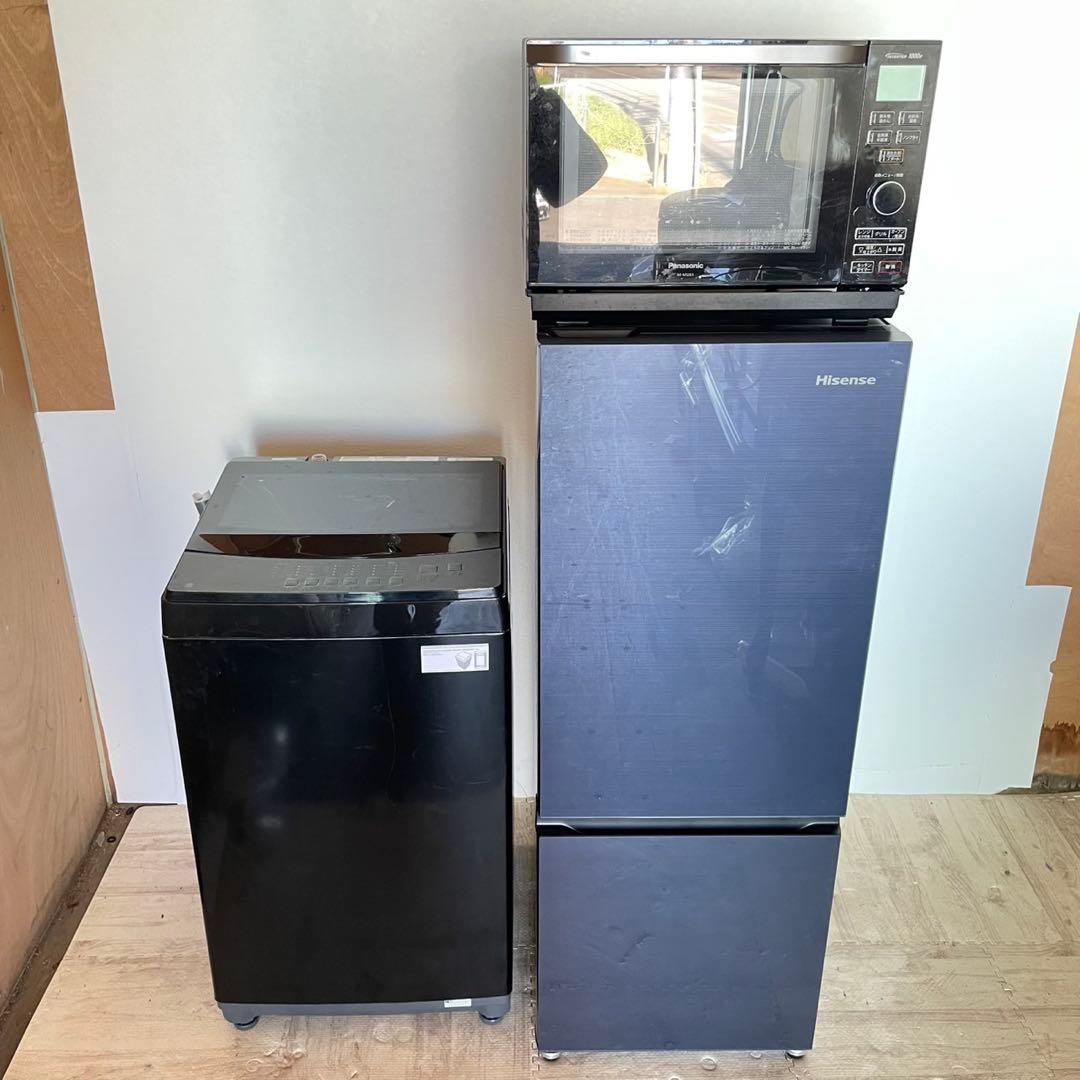 配送設置無料　冷蔵庫洗濯機オーブンセット　大容量　ブラック