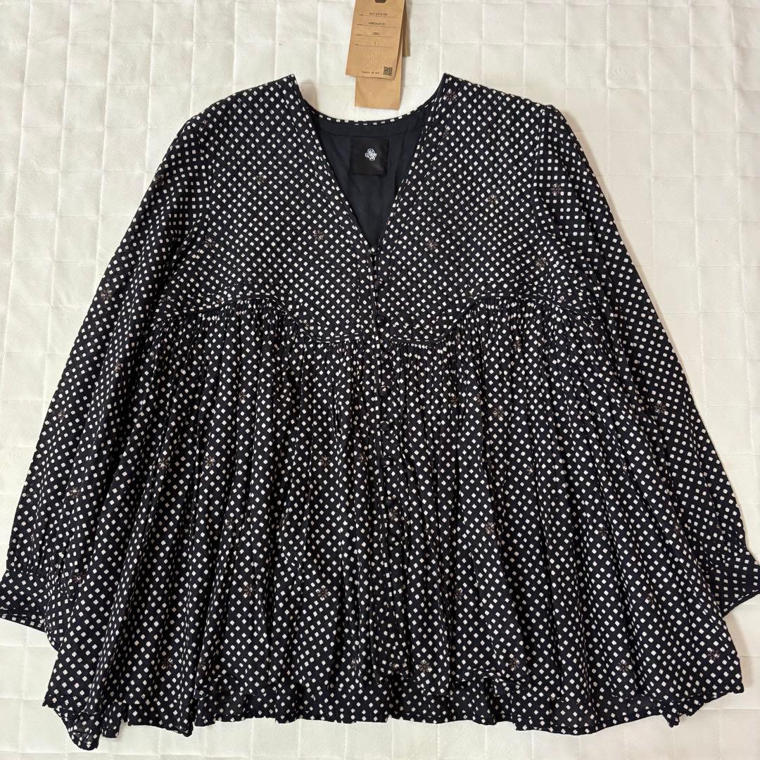 メゾン ド ソイル　80s コットン ブロック プリント Vネック シャツ