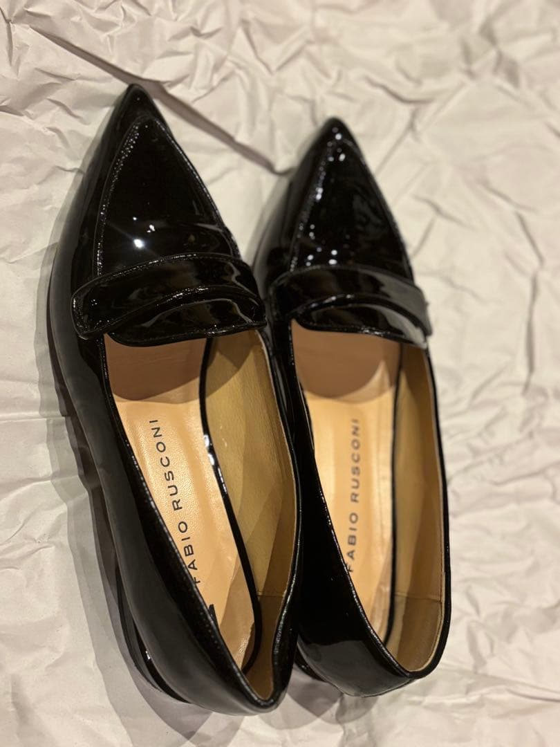 くまごろう　Fabio Rusconi ブラック フラットパンプス