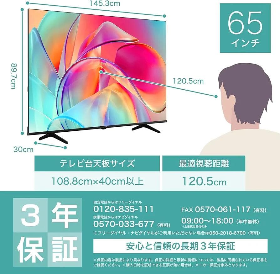 【Hisense】ハイセンス 65インチ 4k 65E6K