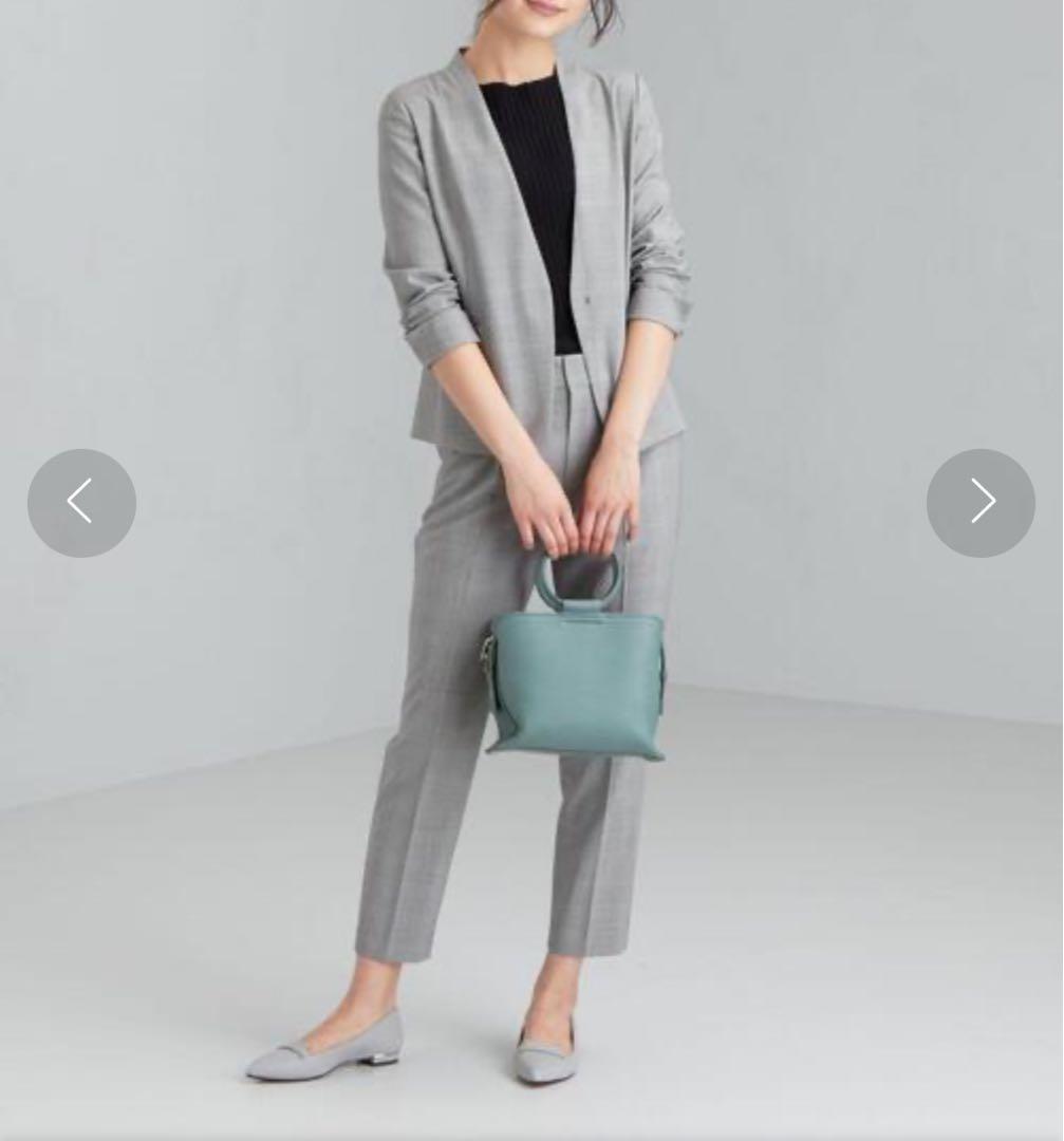 美品 グリーンレーベルリラクシング カチリラ セットアップ ライトグレー 40