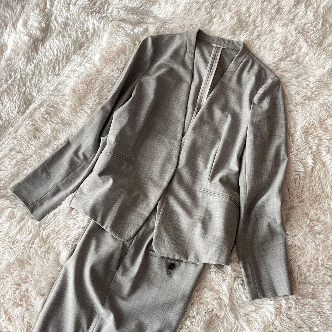 美品 グリーンレーベルリラクシング カチリラ セットアップ ライトグレー 40