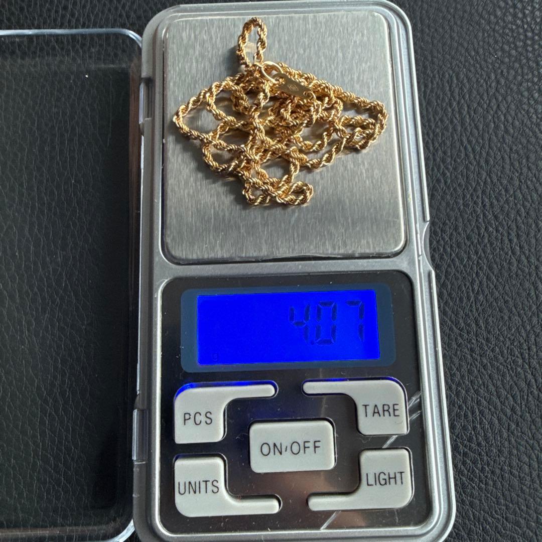 【短期間出品】K18 ロープチェーンネックレス 約50cm 約4g