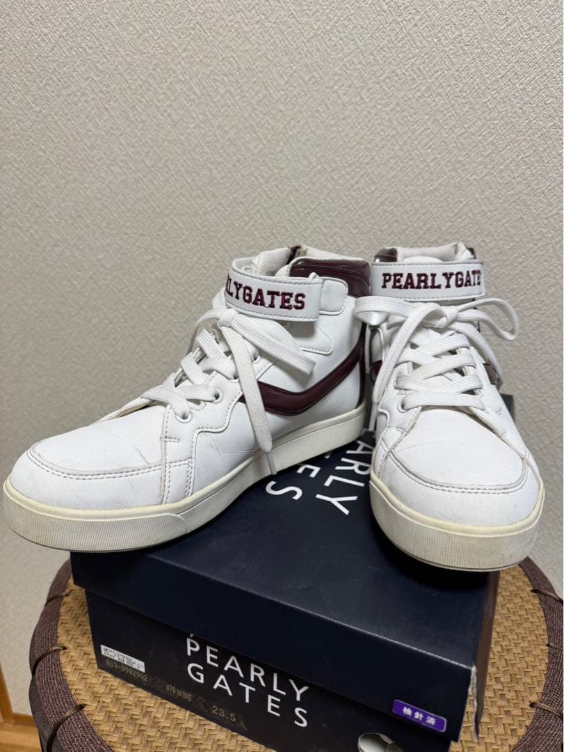 【1度のみ使用】23.5 PEARLY GATES ハイカットスニーカー 89