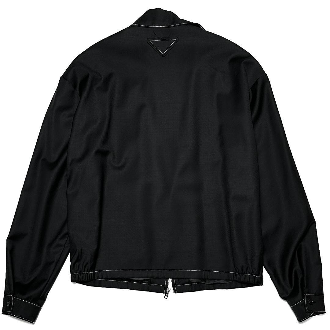 正規品 PRADA Virgin Wool Zip Up ジャケット L 黒本物