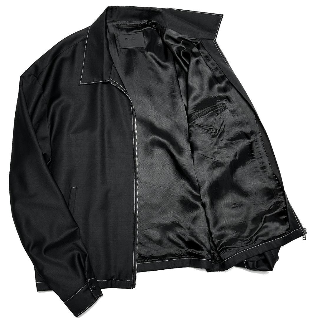 正規品 PRADA Virgin Wool Zip Up ジャケット L 黒本物
