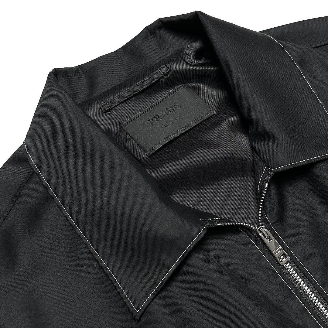 正規品 PRADA Virgin Wool Zip Up ジャケット L 黒本物