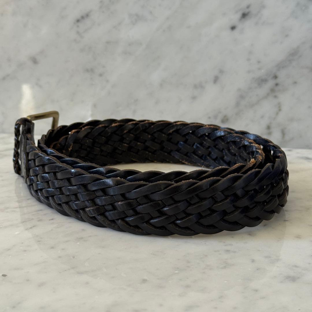 ポロラルフローレン ベルト メッシュ イントレチャート 編み込み 本革