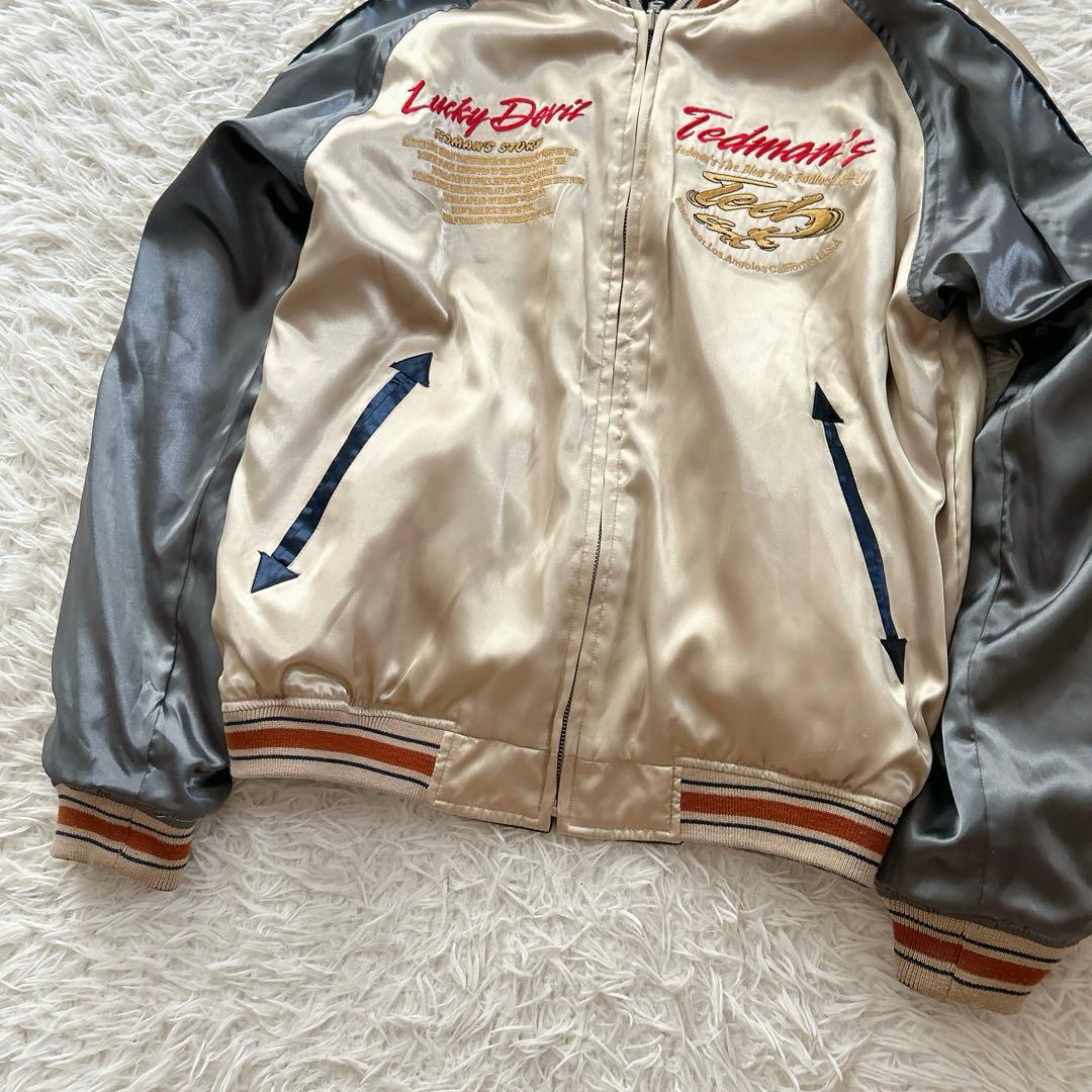 XLサイズ テッドマン　スカジャン　リバーシブル　ベロア　USA製　サテン　刺繍