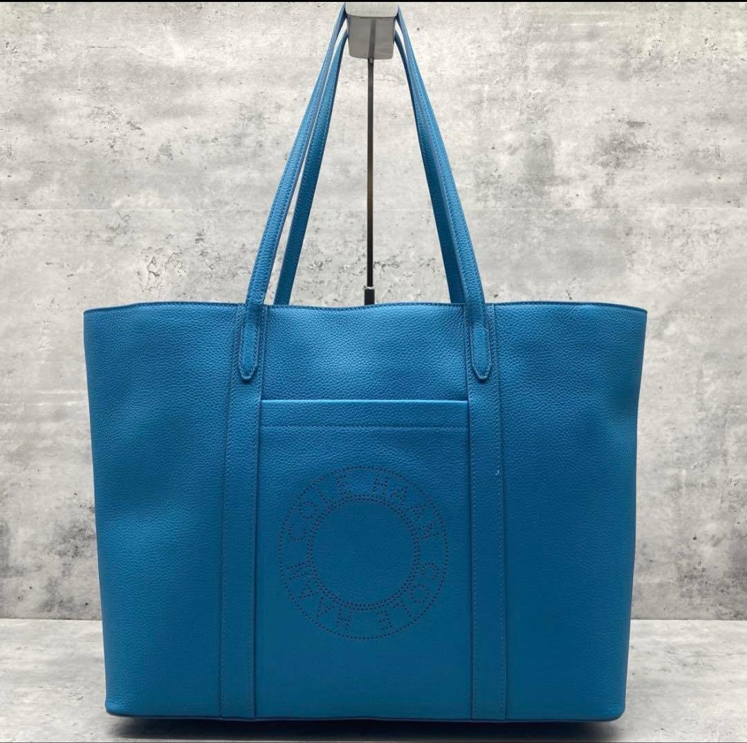 極美品✨COLEHAAN コールハーン トートバッグ　ターコイズブルー　A4可