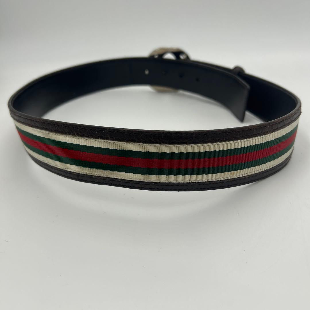 GUCCI インターロッキグ　GG シェリーライン　ベルト　レザー　ロゴ　茶色