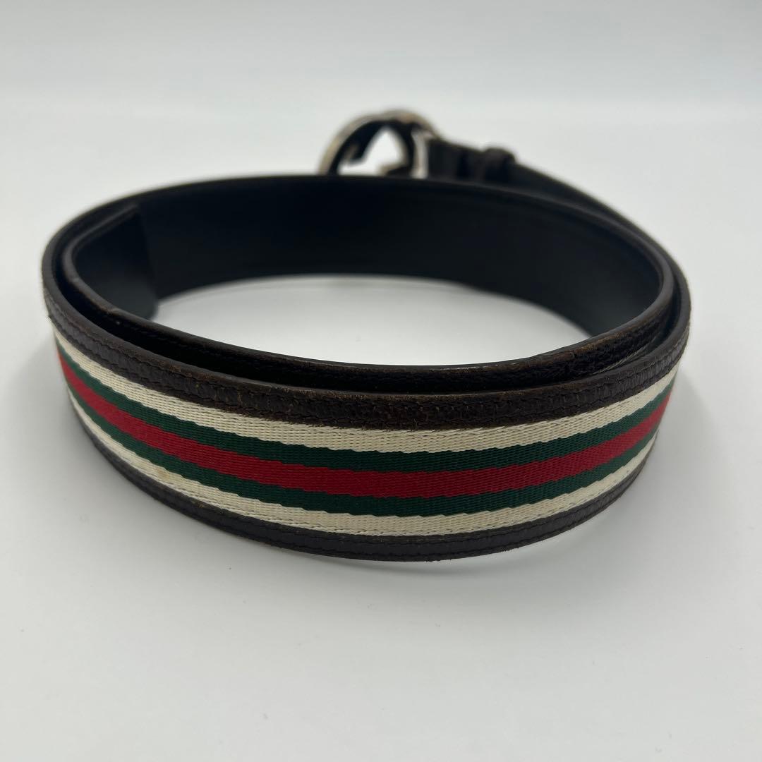 GUCCI インターロッキグ　GG シェリーライン　ベルト　レザー　ロゴ　茶色