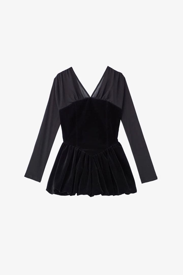 polaura ポローラ　ベロアビスチェバルーントップス　ブラック