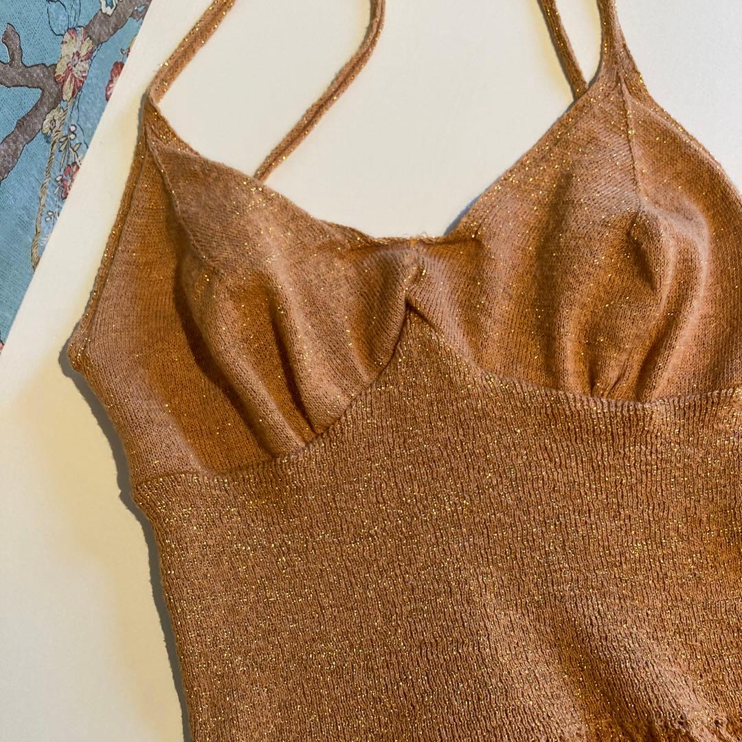 DRIES VAN NOTEN ゴールドラメ　コットンニットキャミ　ライカ期