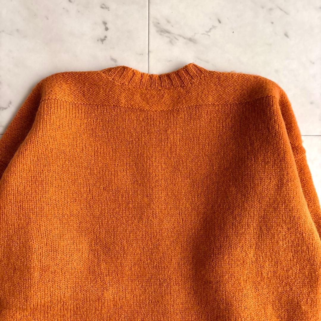 美品 ヨーガンレール 長袖ウールニットセーター ショート丈 M オレンジ