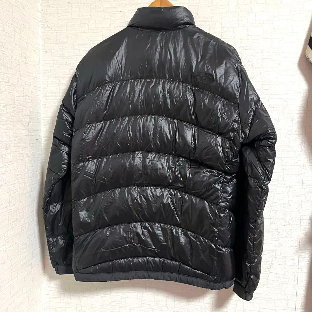 ノースフェイス ダウンジャケット ロゴ黒 XL