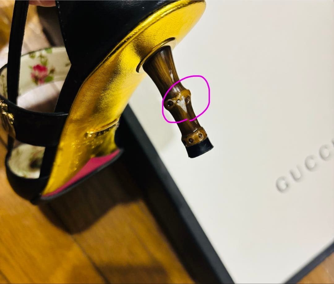【値下】美品　gucci グッチ バンブーヒール　パンプス 37.5 ミケーレ