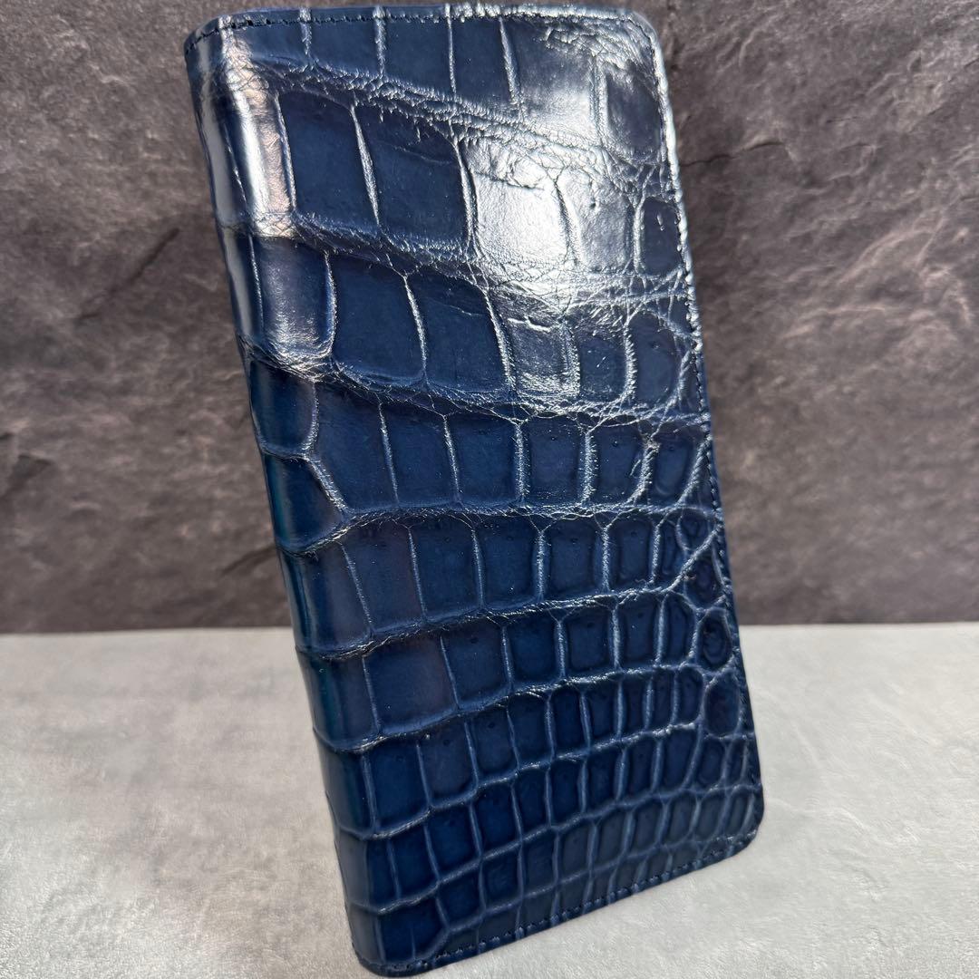 SALE クロコダイル 長財布 ネイビー 紺色 メンズ レディース 本革 ワニ革