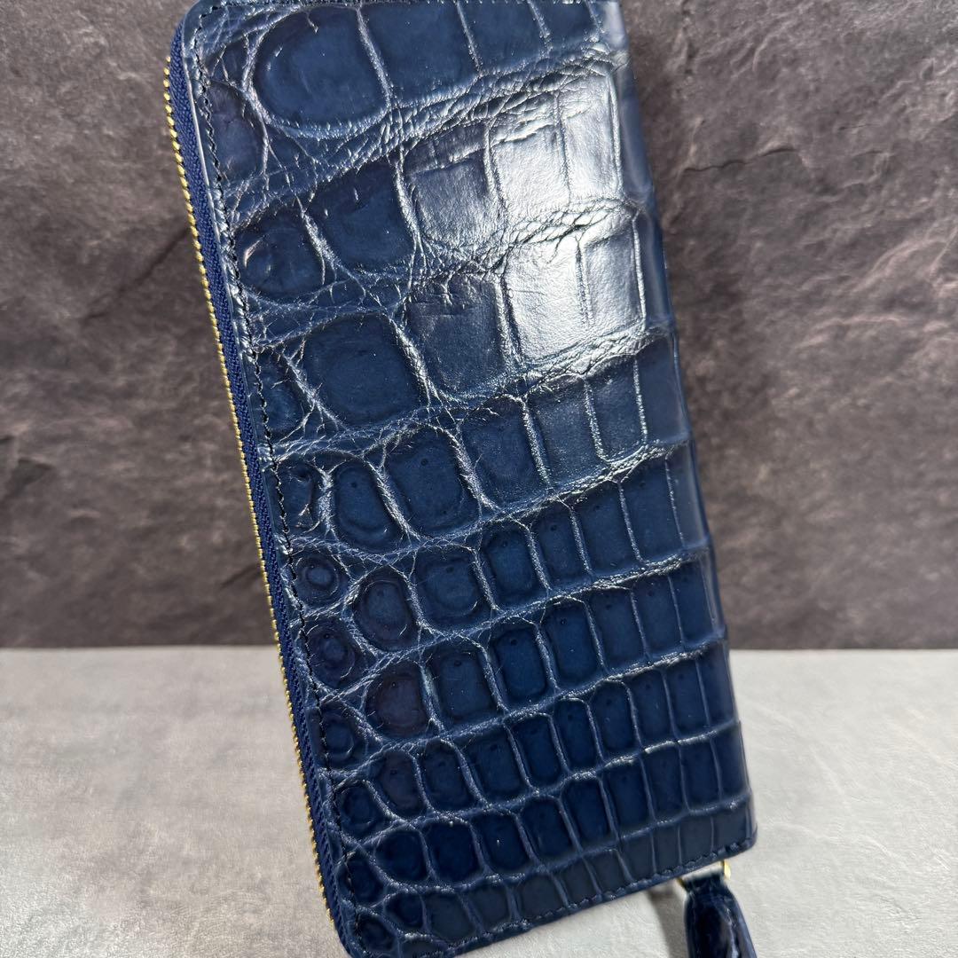 SALE クロコダイル 長財布 ネイビー 紺色 メンズ レディース 本革 ワニ革