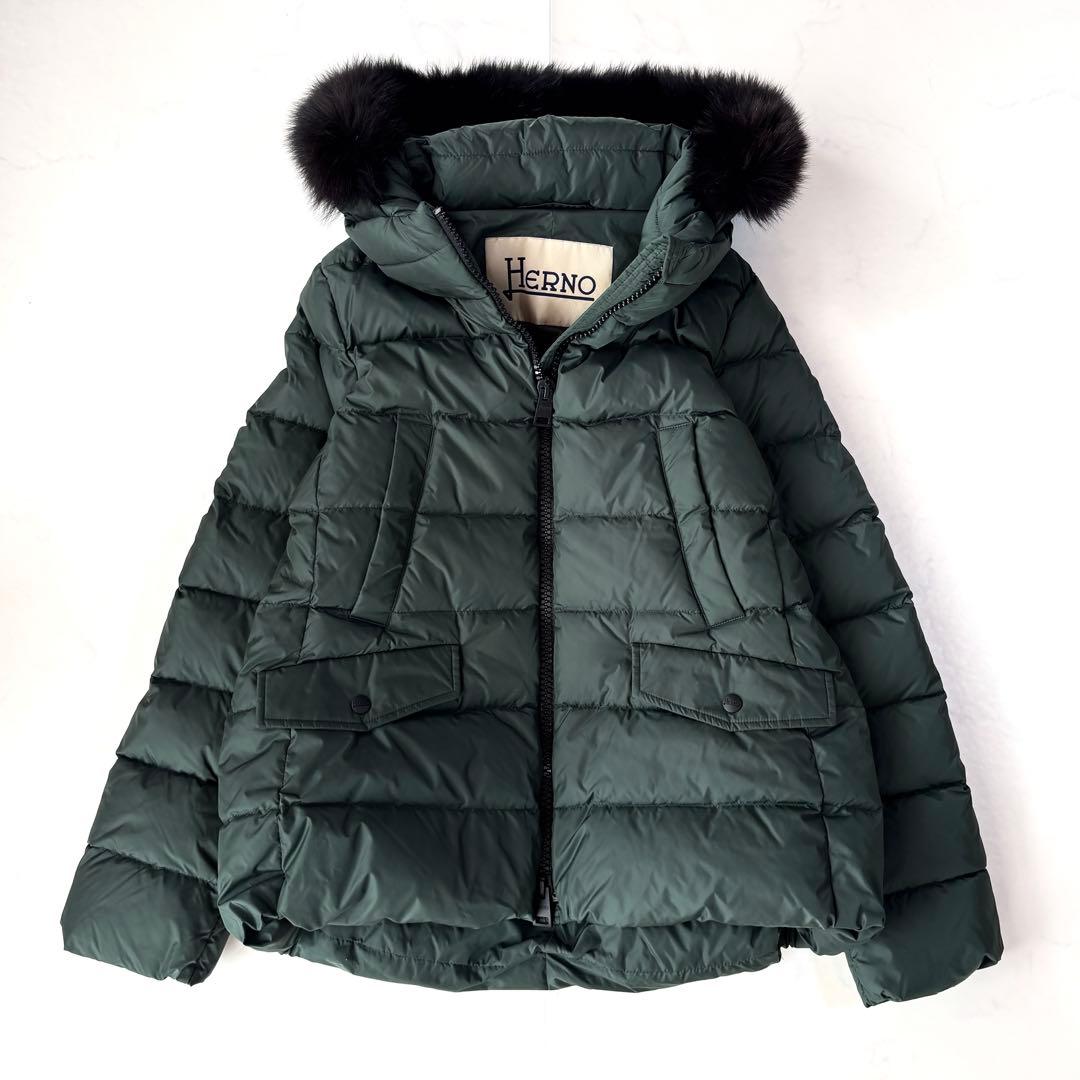 ヘルノ POLAR TECH ダウンコート 2way フォックスファー 44