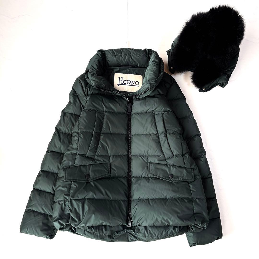 ヘルノ POLAR TECH ダウンコート 2way フォックスファー 44