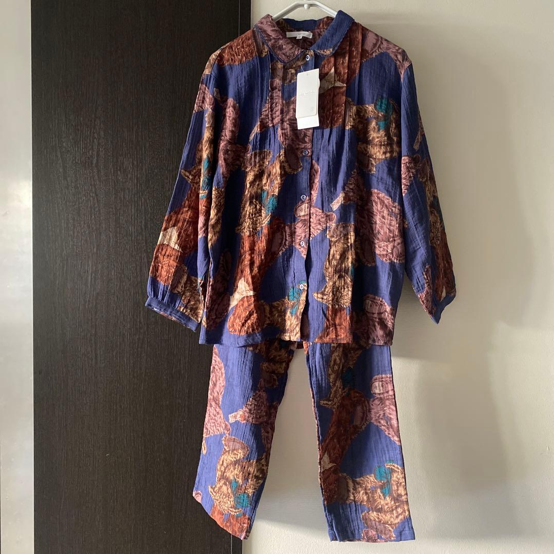 【定価12100円】新品　nacrure 2重ガーゼ　テディベア　パジャマ　M