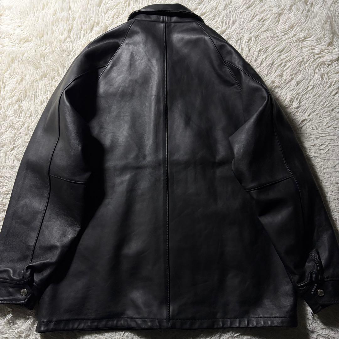 山*一様 美品■schott カーコート　羊革　ラムレザー ブラック　XL