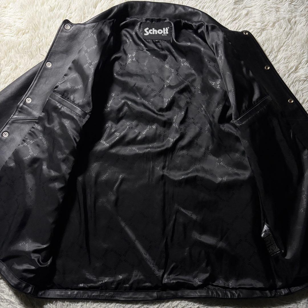 山*一様 美品■schott カーコート　羊革　ラムレザー ブラック　XL