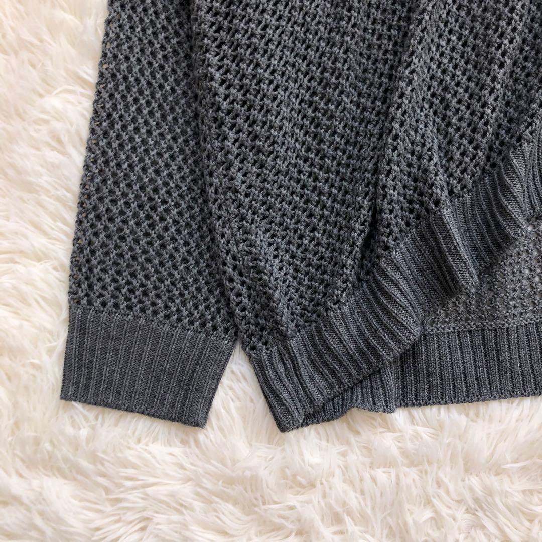 新品タグ付き★mizuiro ind メッシュVネックカーディガン　グレー