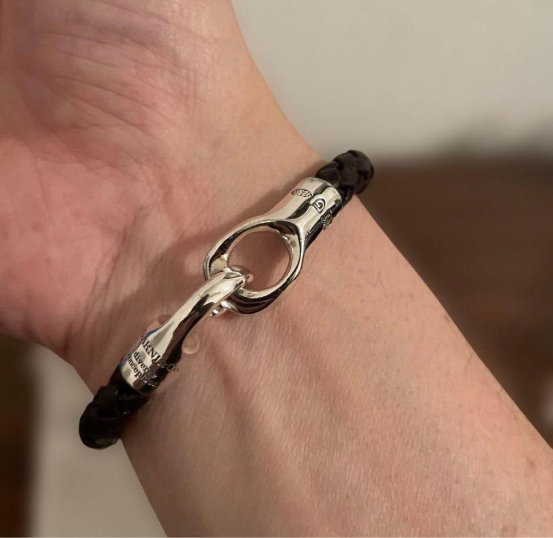 GARNI ダークブラウンレザーブレスレット　ガルニ　シルバー 編み込みタイプ