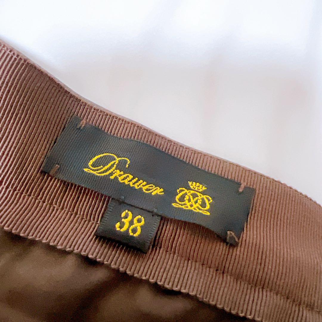 ドゥロワー アコーディオンプリーツスカート エコレザー ブラウン 38