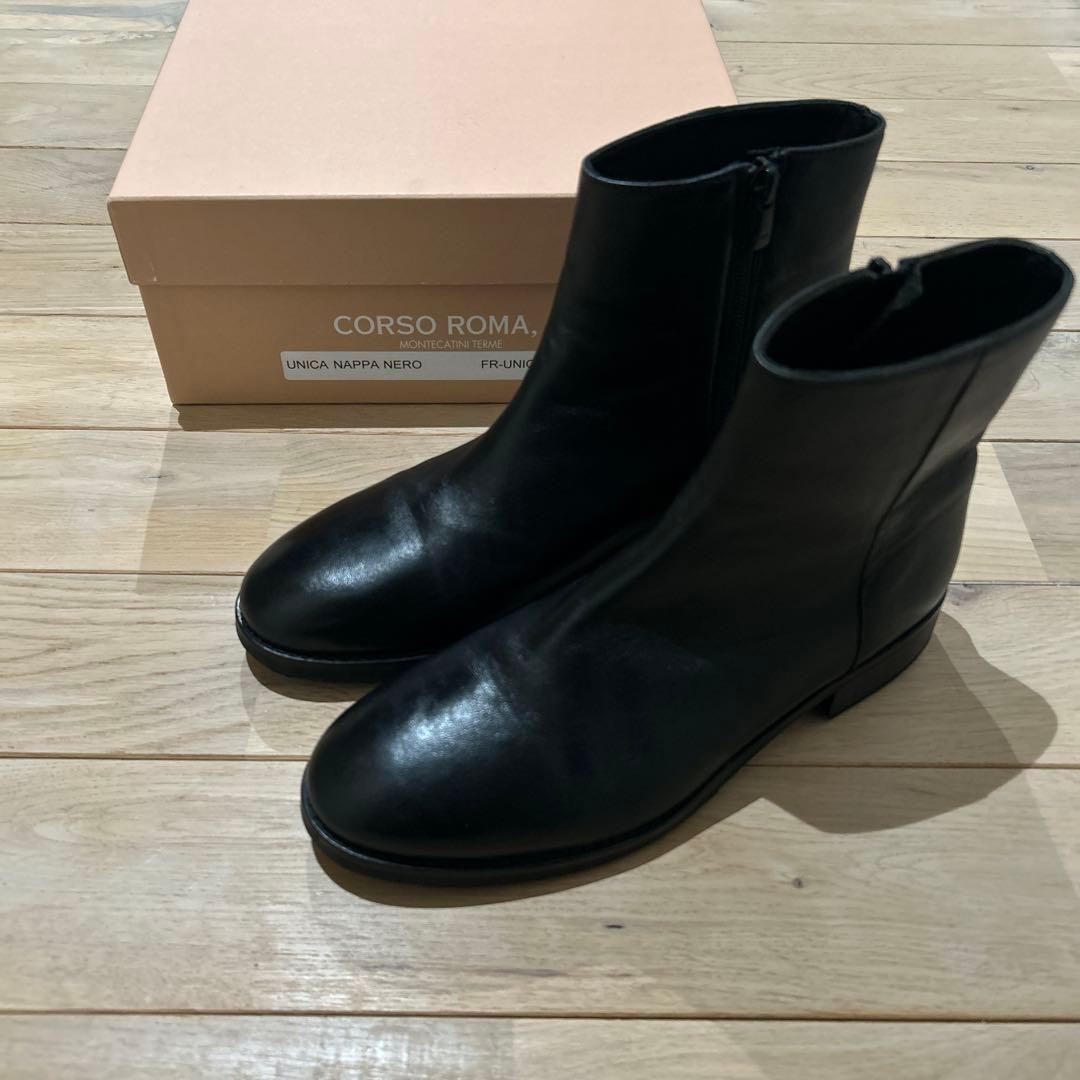 CORSOROMA9コルソローマノーヴェ ショートブーツ 37黒 冬底加工済