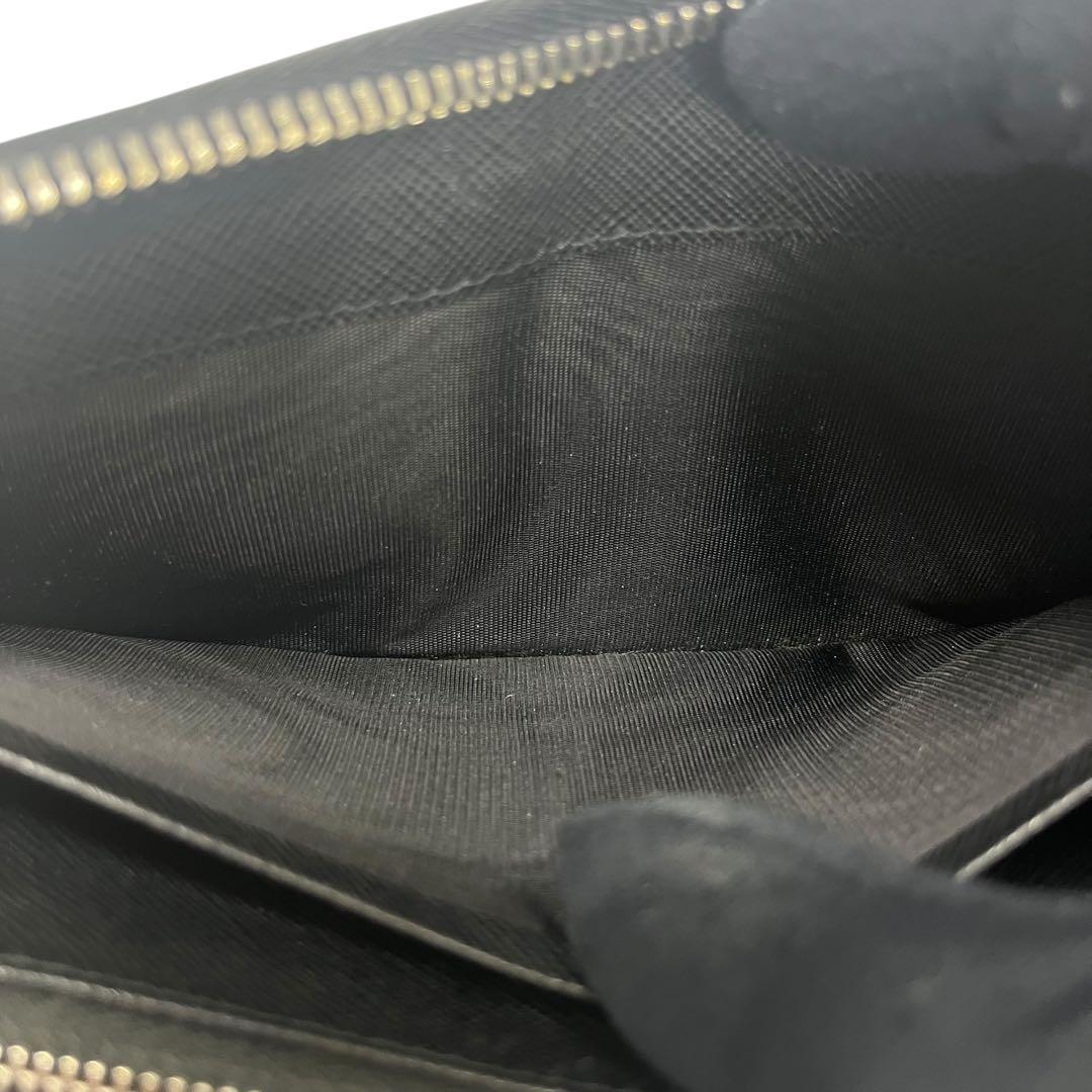 希少✨プラダ 長財布 ラウンドファスナー ストライプ サフィアーノ ブラック