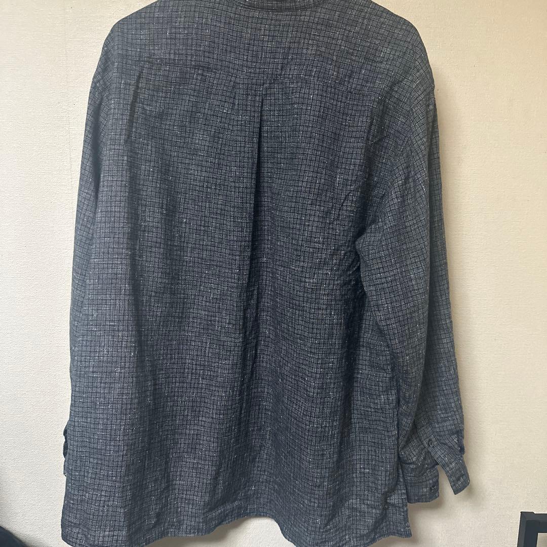 コットンリネン ネップチェック バンドカラーシャツ　サイズ5