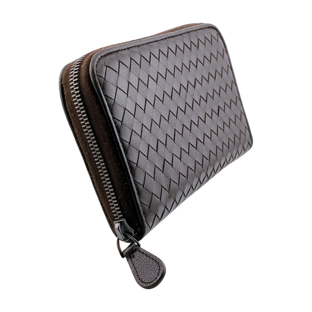 ボッテガヴェネタ ラウンドファスナー長財布 イントレチャート ダークブラウン系