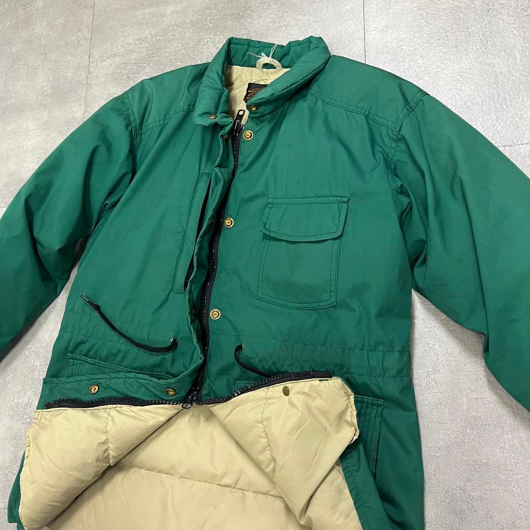 オールドエディーバウアーダウンジャケット緑黒タグUSAアメリカアウトドア古着