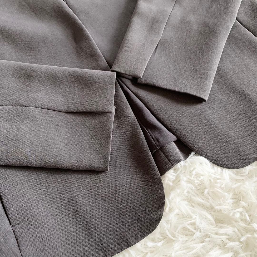 【美品】PLST プラステ　トリアセブレンド　ノーカラー　パンツスーツ　L