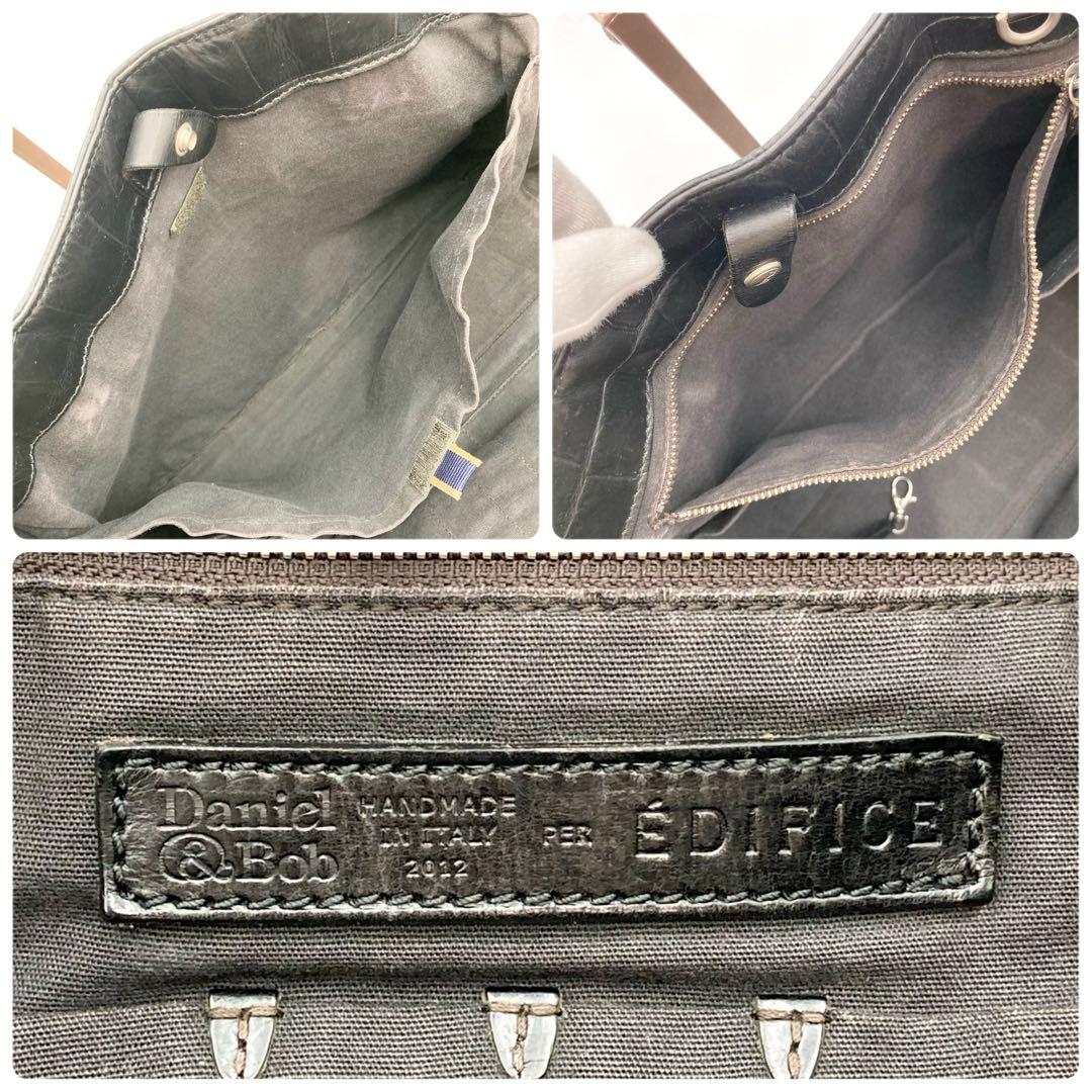 ノブ✨ダニエル&ボブ EDIFICE別注 トートバッグ 黒 レザー クロコ