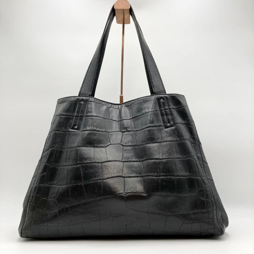 ノブ✨ダニエル&ボブ EDIFICE別注 トートバッグ 黒 レザー クロコ