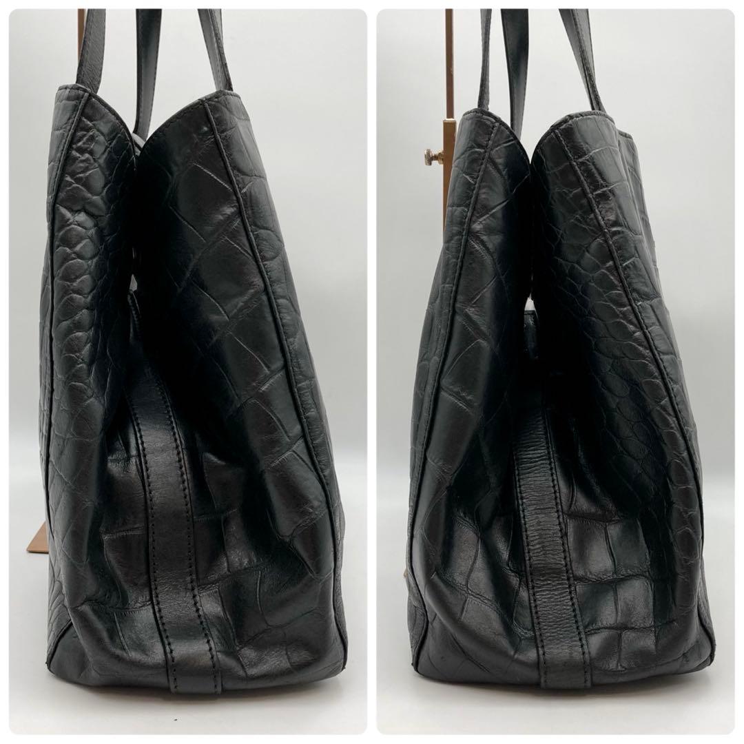 ノブ✨ダニエル&ボブ EDIFICE別注 トートバッグ 黒 レザー クロコ