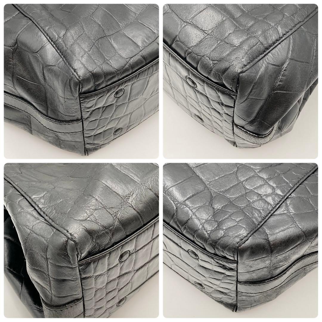 ノブ✨ダニエル&ボブ EDIFICE別注 トートバッグ 黒 レザー クロコ