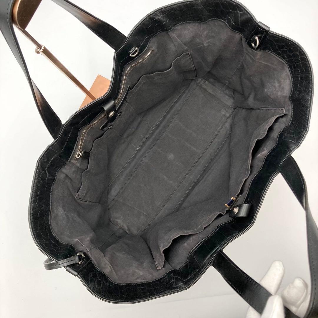 ノブ✨ダニエル&ボブ EDIFICE別注 トートバッグ 黒 レザー クロコ