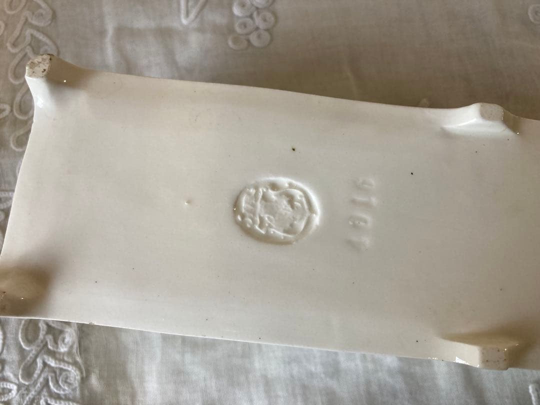 フランス アンティーク 薔薇のガーランド 小箱 陶器 ボックス 小箱19世紀