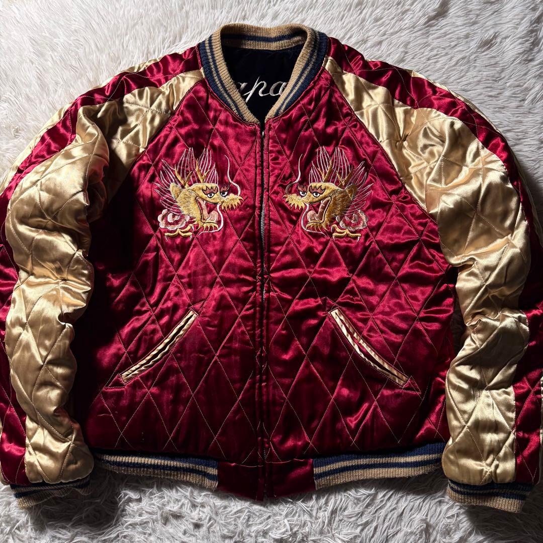 【激レア/XL】東洋エンタープライズ　スカジャン　別珍　リバーシブル　龍　虎　鷹