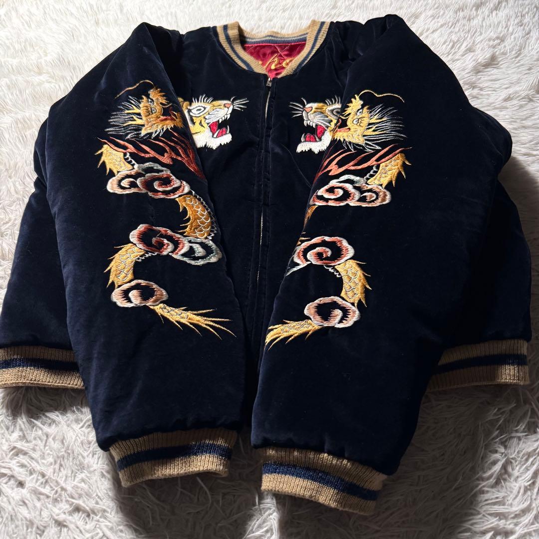 【激レア/XL】東洋エンタープライズ　スカジャン　別珍　リバーシブル　龍　虎　鷹